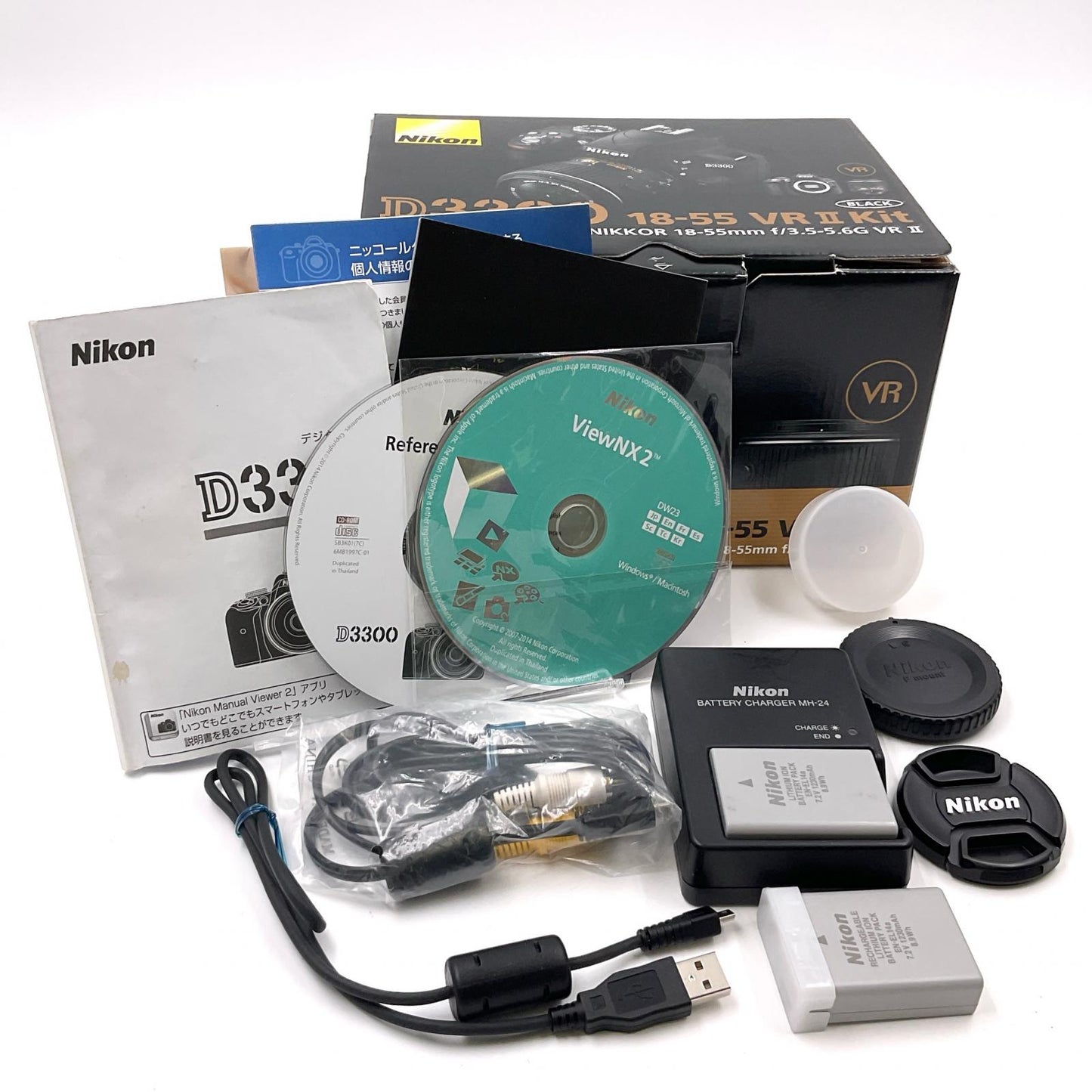 【全額返金保証】【最速発送】Nikon デジタル一眼 D3300 18-55 VRII レンズキット ブラック 動作確認済