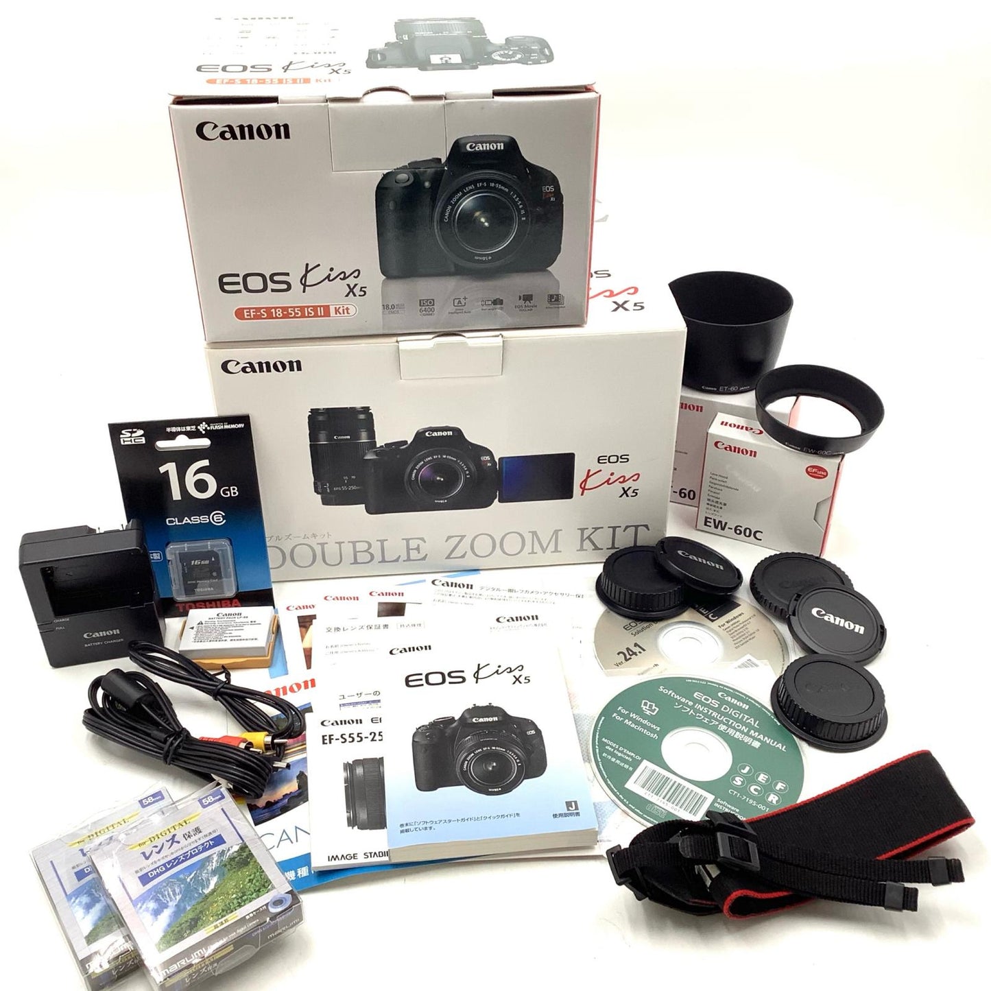 【全額返金保証】【最速発送】Canon デジタル一眼 EOS Kiss X5 ダブルズームキット ブラック 美品 動作確認済