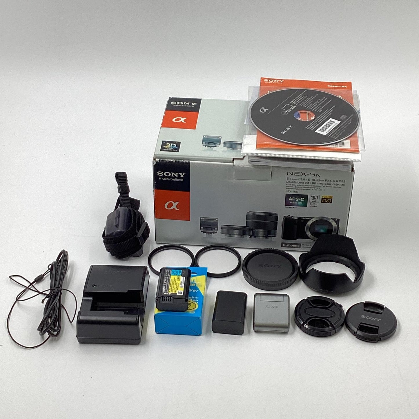 【全額返金保証】【最速発送】Sony デジタル一眼 α NEX-5NY ダブルズームレンズキット ホワイト 動作確認済