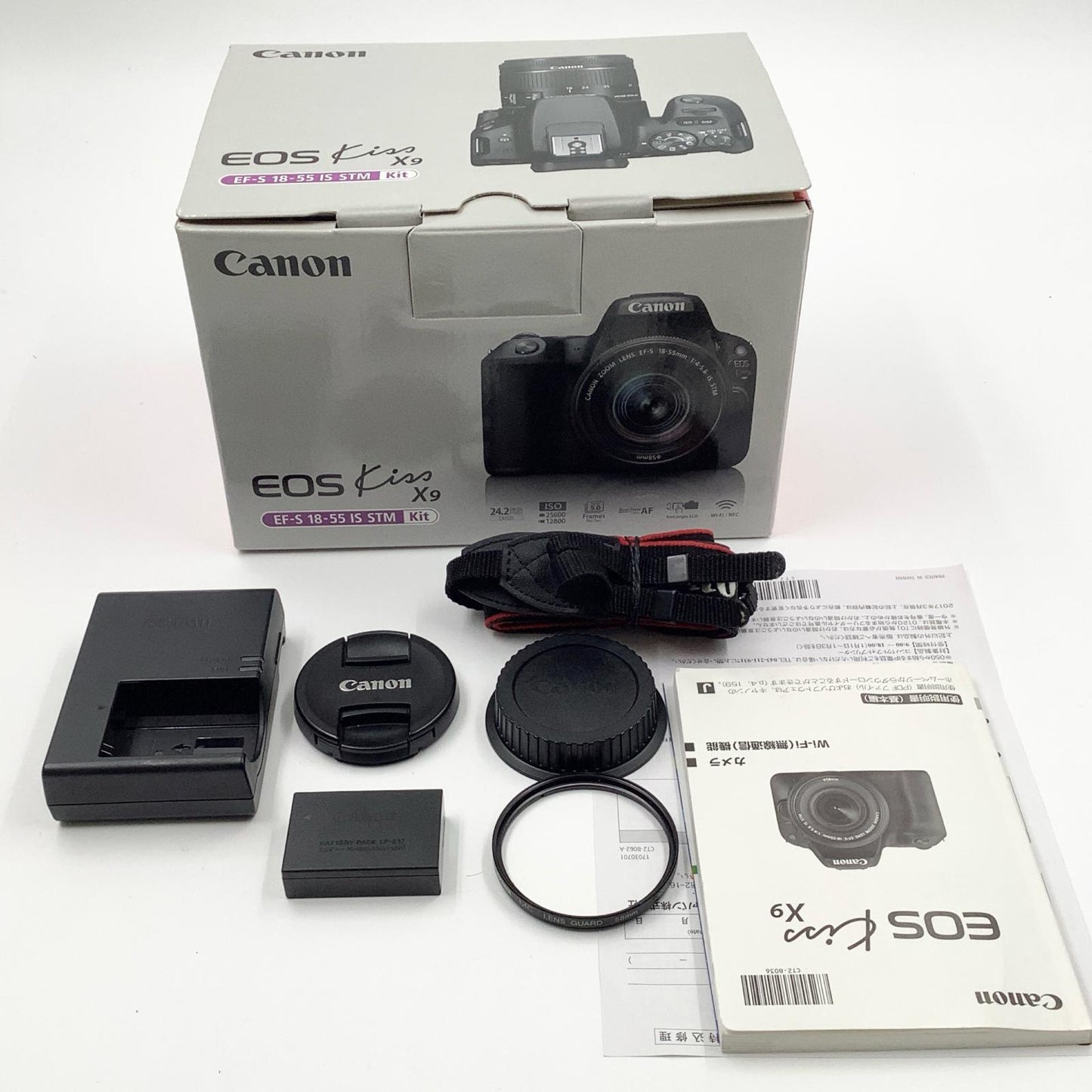 【全額返金保証】【最速発送】Canon デジタル一眼 EOS Kiss X9 EF-S18-55 IS STM レンズキット ブラック 美品 動作確認済