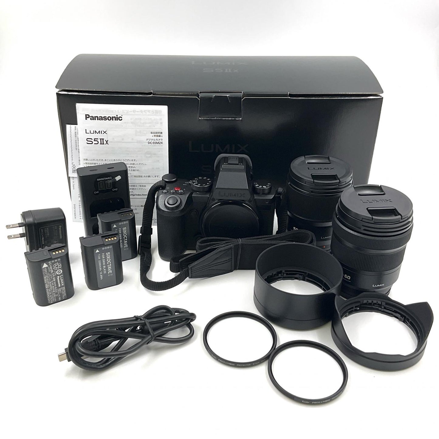 【全額返金保証】【最速発送】Panasonic デジタル一眼 LUMIX DC-S5M2XW ダブルレンズキット ブラック 動作確認済