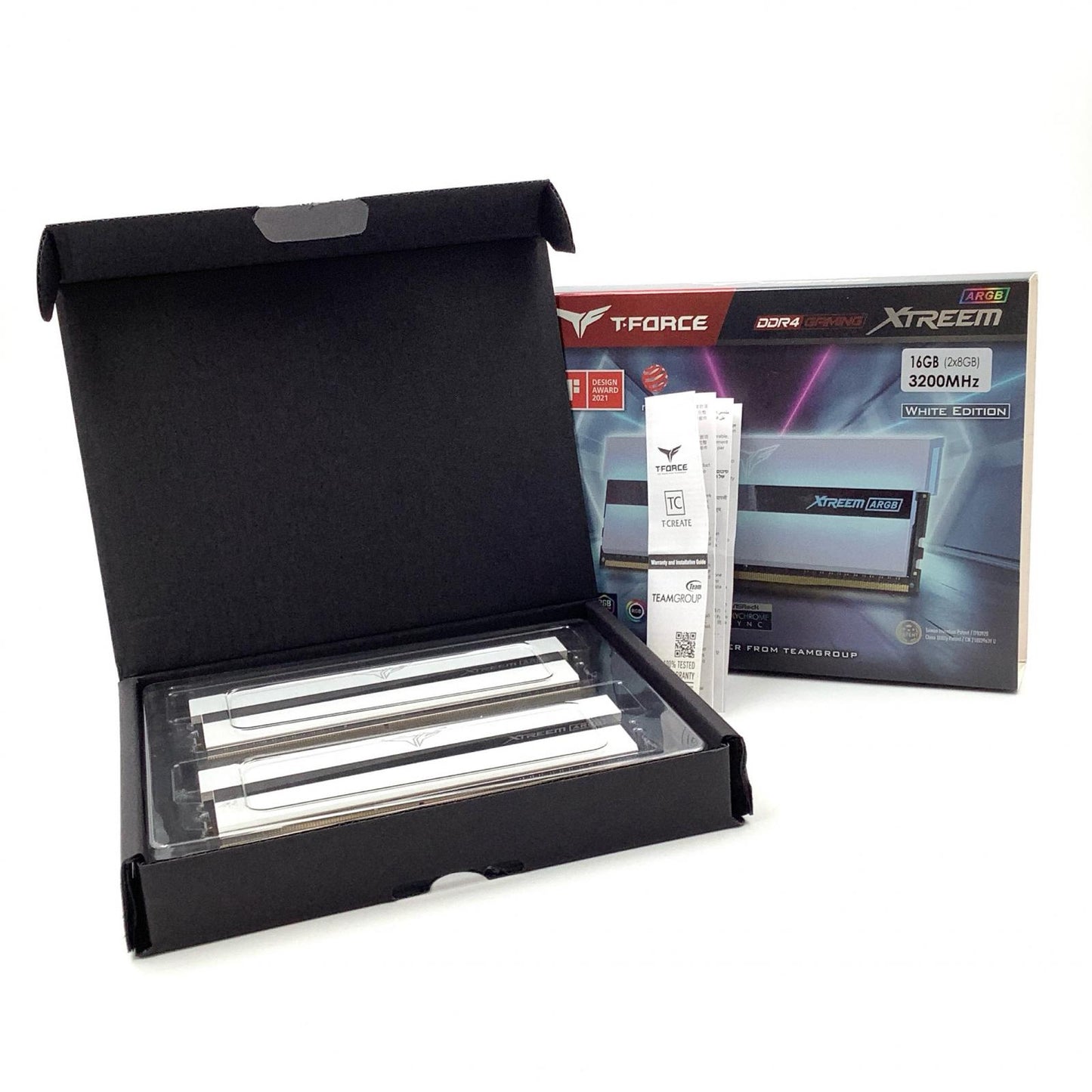 【全額返金保証】【最速発送】TEAMGROUP メモリ T-Force XTREEM ARGB DDR 16GB (8x2GB) 3200MHzホワイト TF13D48G3200HC16CBK 美品 動作確認済
