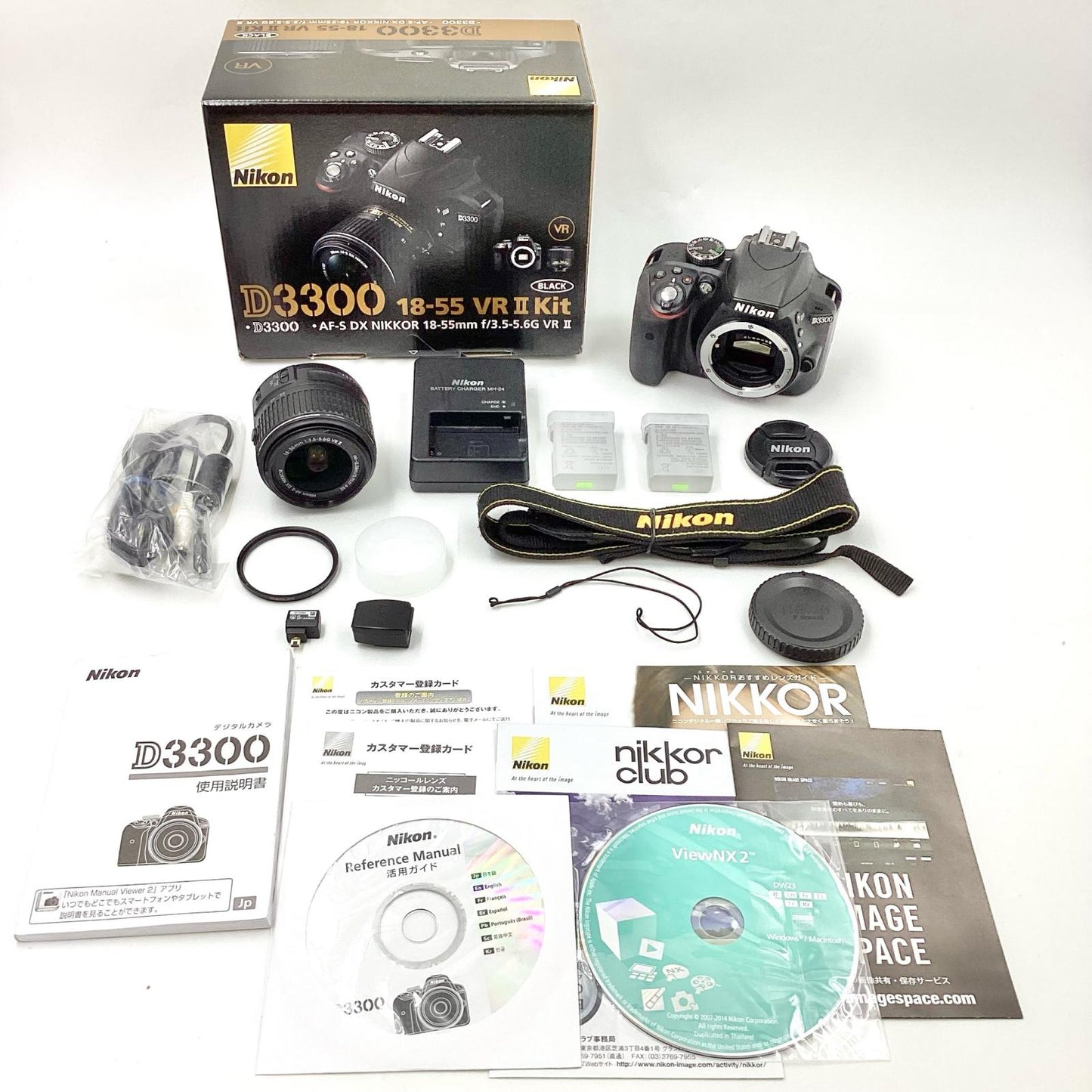 【全額返金保証】【最速発送】Nikon デジタル一眼 D3300 18-55 VRII レンズキット ブラック 動作確認済