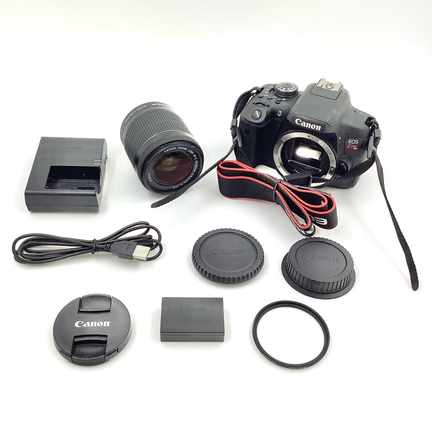 【全額返金保証】【最速発送】Canon デジタル一眼 EOS Kiss X8i EF-S18-55 IS STM レンズキット ブラック 美品 動作確認済