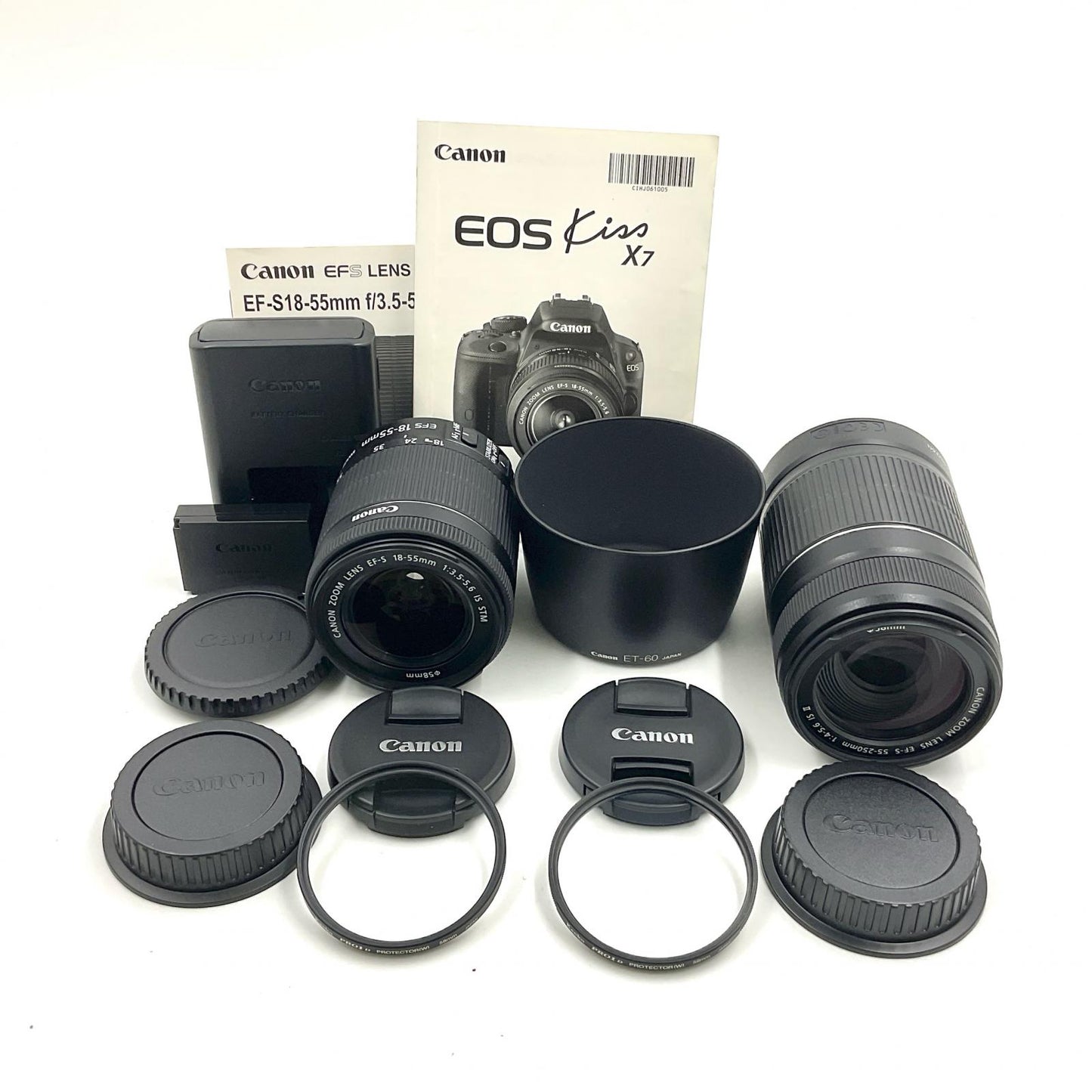 【全額返金保証】【最速発送】Canon デジタル一眼 EOS Kiss X7 ダブルズームキット ブラック 美品 動作確認済