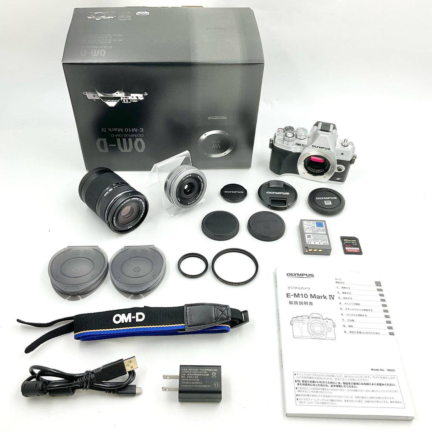 【全額返金保証】【最速発送】OLYMPUS デジタル一眼 OM-D E-M10 Mark IV EZダブルズームキット シルバー 美品 動作確認済