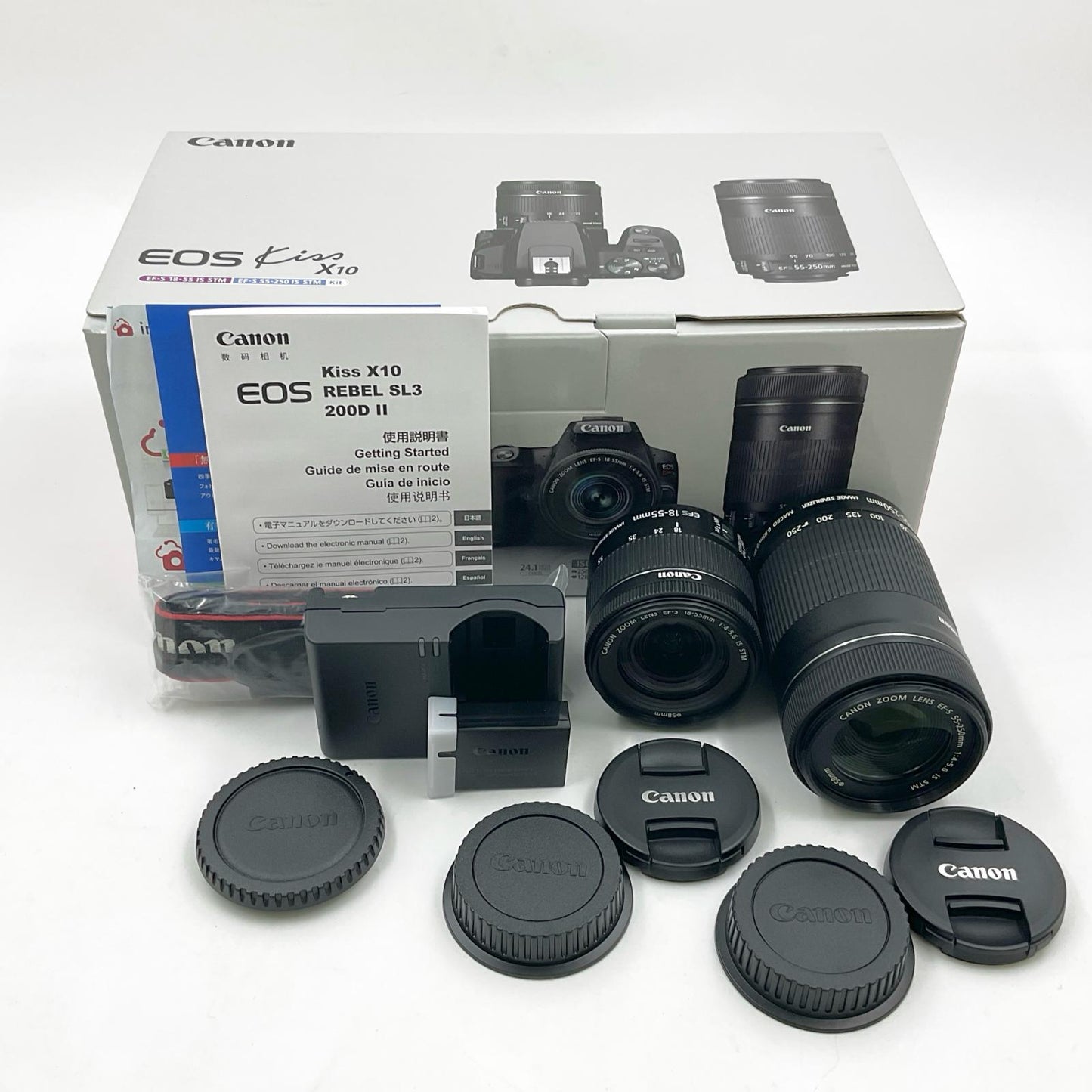 【全額返金保証】【最速発送】Canon デジタル一眼 EOS Kiss X10 ダブルズームキット ブラック 美品 動作確認済