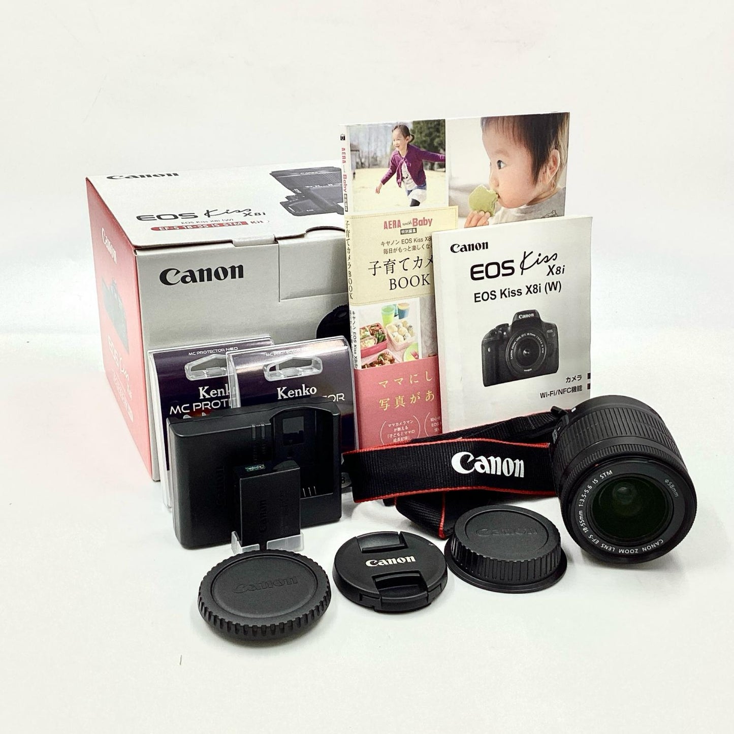 【全額返金保証】【最速発送】Canon デジタル一眼 EOS Kiss X8i EF-S18-55 IS STM レンズキット ブラック 美品 動作確認済