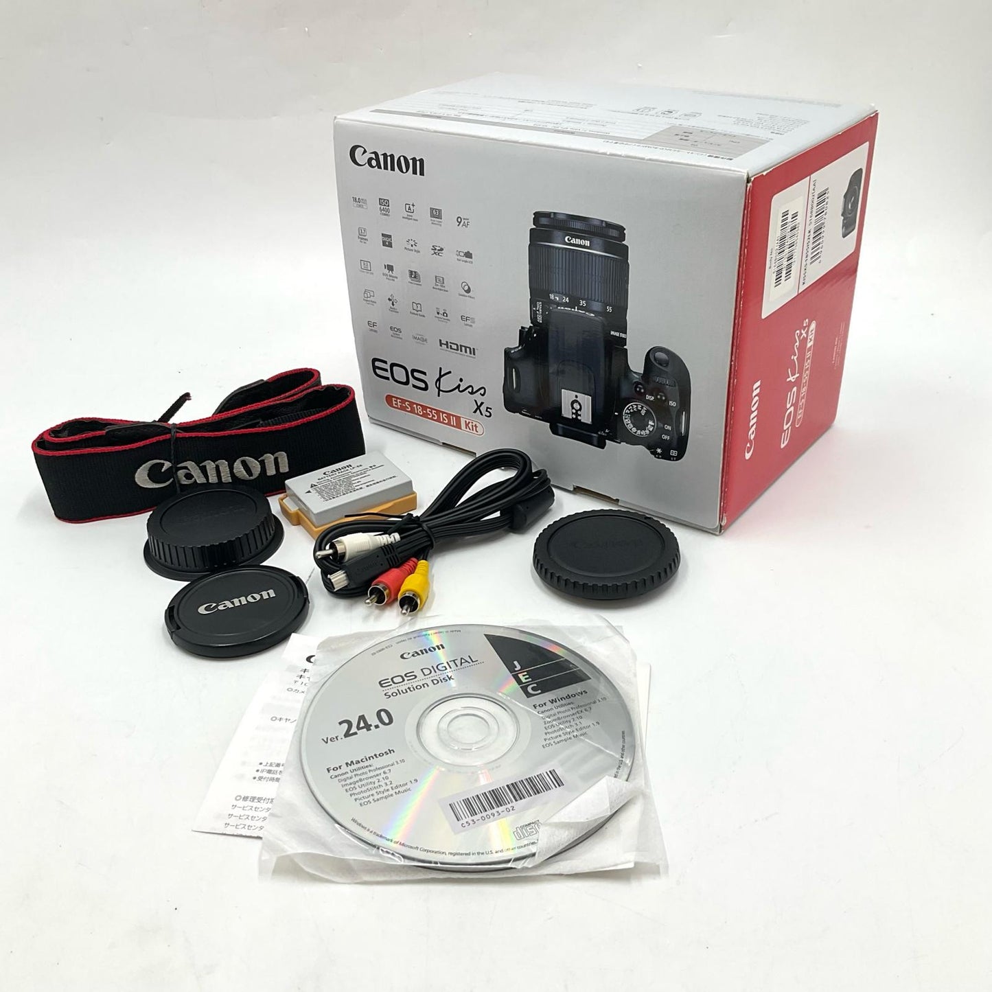 【最速発送】Canon デジタル一眼 EOS Kiss X5 EF-S18-55 IS II レンズキット ブラック【難有】