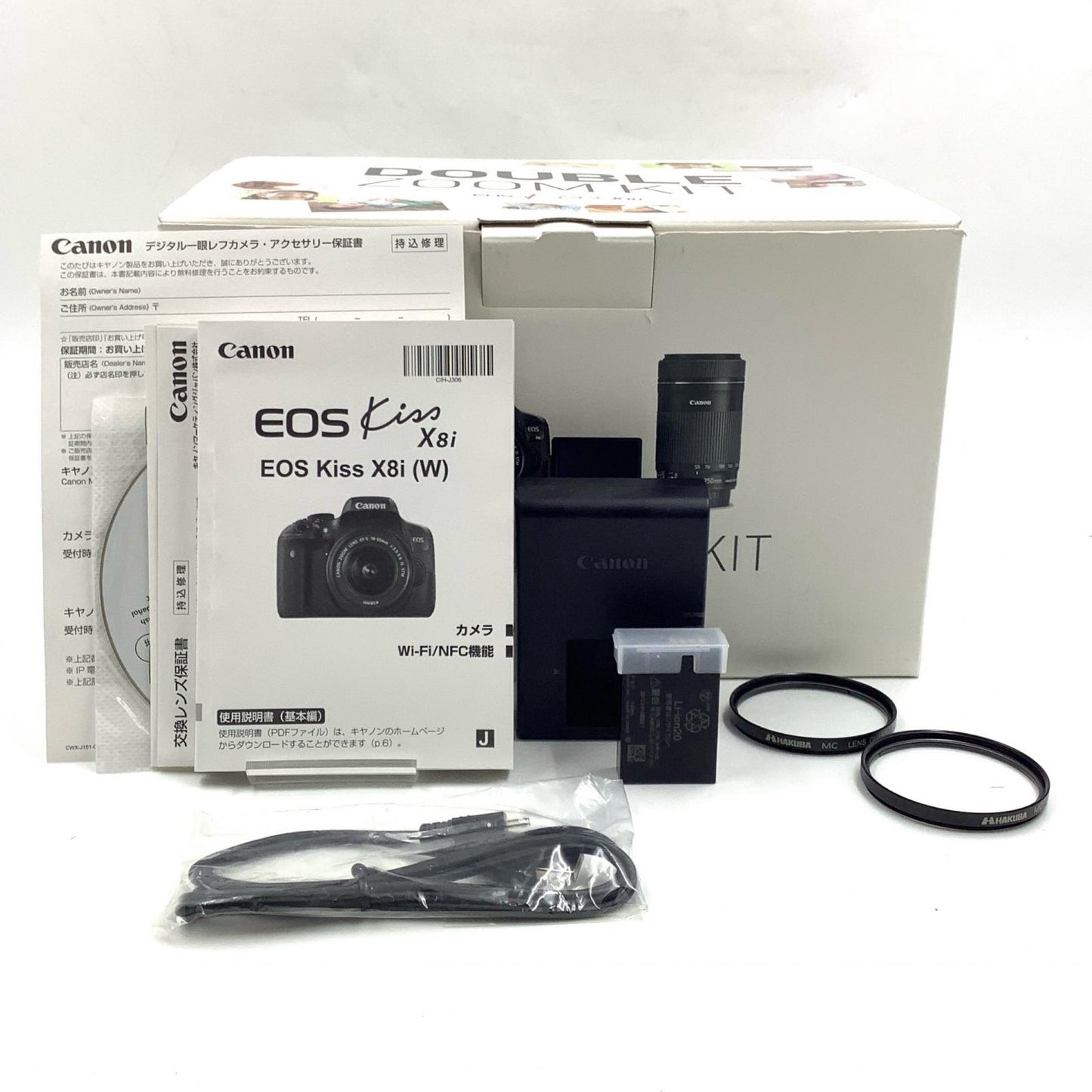 【全額返金保証】【最速発送】Canon デジタル一眼 EOS Kiss X8i ダブルズームキット ブラック 美品 動作確認済