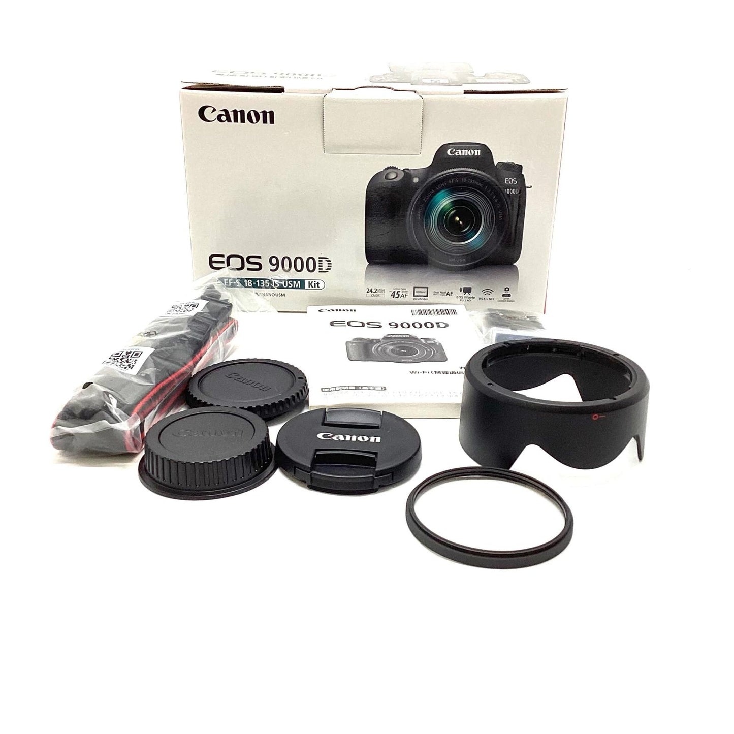 【全額返金保証】【最速発送】Canon デジタル一眼 EOS 9000D EF-S18-135 IS USM レンズキット ブラック 美品 動作確認済