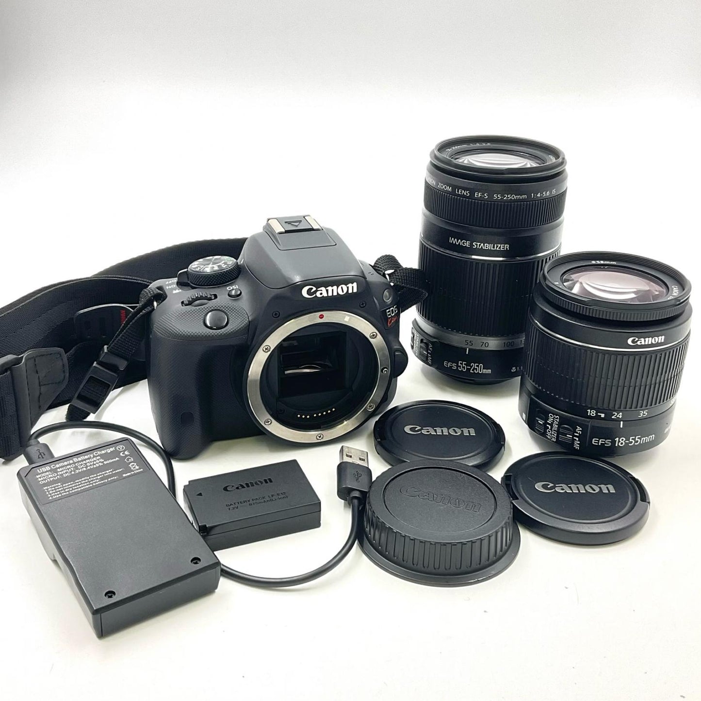 【全額返金保証】【最速発送】Canon デジタル一眼 EOS Kiss X7 ダブルズームキット ブラック 動作確認済
