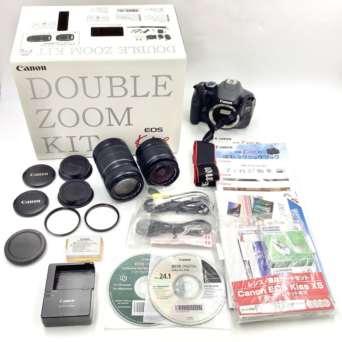 【全額返金保証】【最速発送】Canon デジタル一眼 EOS Kiss X5 ダブルズームキット ブラック 美品 動作確認済