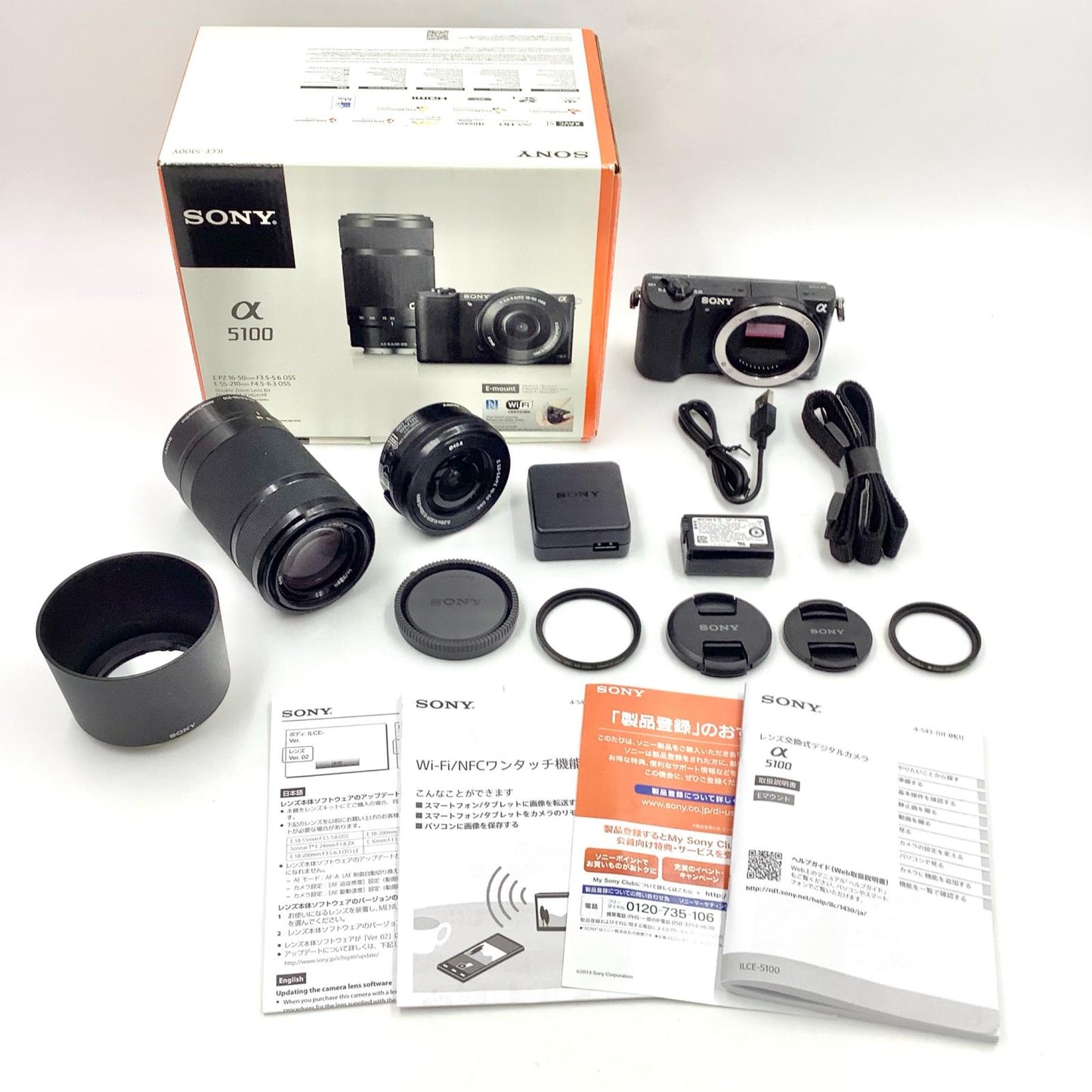 【全額返金保証】【最速発送】Sony デジタル一眼 α5100 ILCE-5100Y ダブルズームレンズキット ブラック 美品 動作確認済