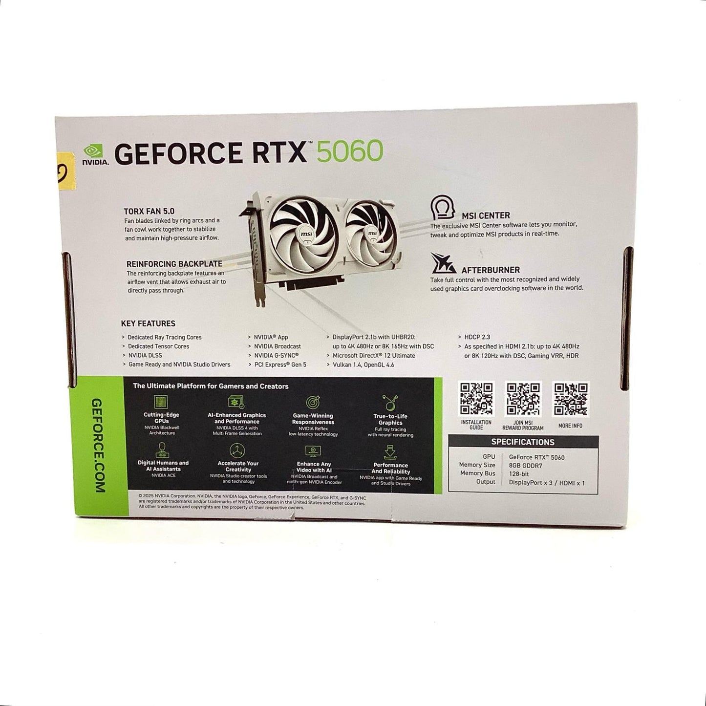 【全額返金保証】【最速発送】MSI グラフィックボード RTX5060 8GB 新品未開封 即納OK