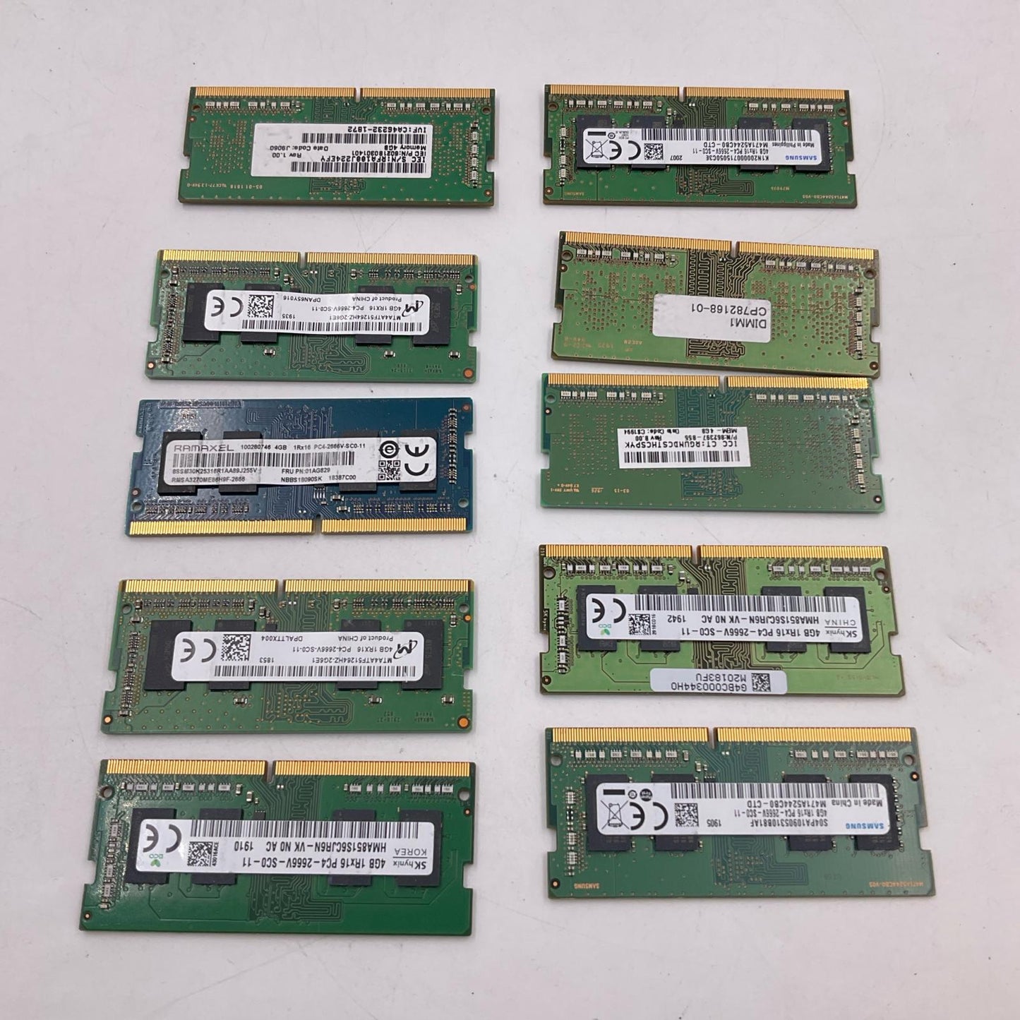 【全額返金保証】【最速発送】各種メーカー メモリ S.O.DIMM DDR4-2666 PC4-21300 4GB 10枚セット 40GB ノートPC 美品 動作確認済