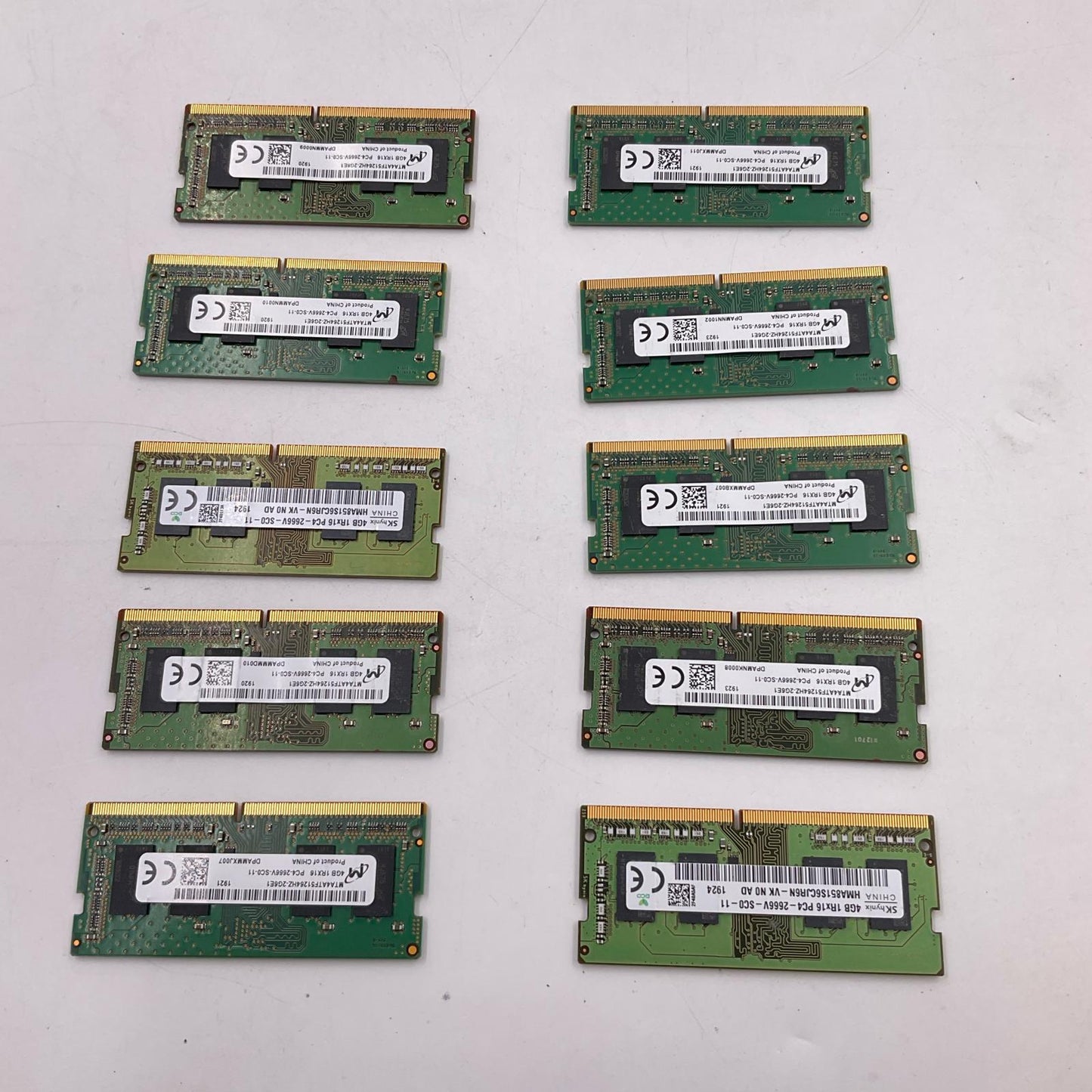 【全額返金保証】【最速発送】各種メーカー メモリ S.O.DIMM DDR4-2666 PC4-21300 4GB 10枚セット 40GB ノートPC 美品 動作確認済