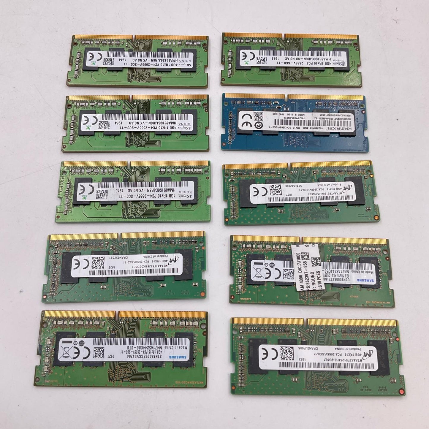 【全額返金保証】【最速発送】各種メーカー メモリ S.O.DIMM DDR4-2666 PC4-21300 4GB 10枚セット 40GB ノートPC 美品 動作確認済