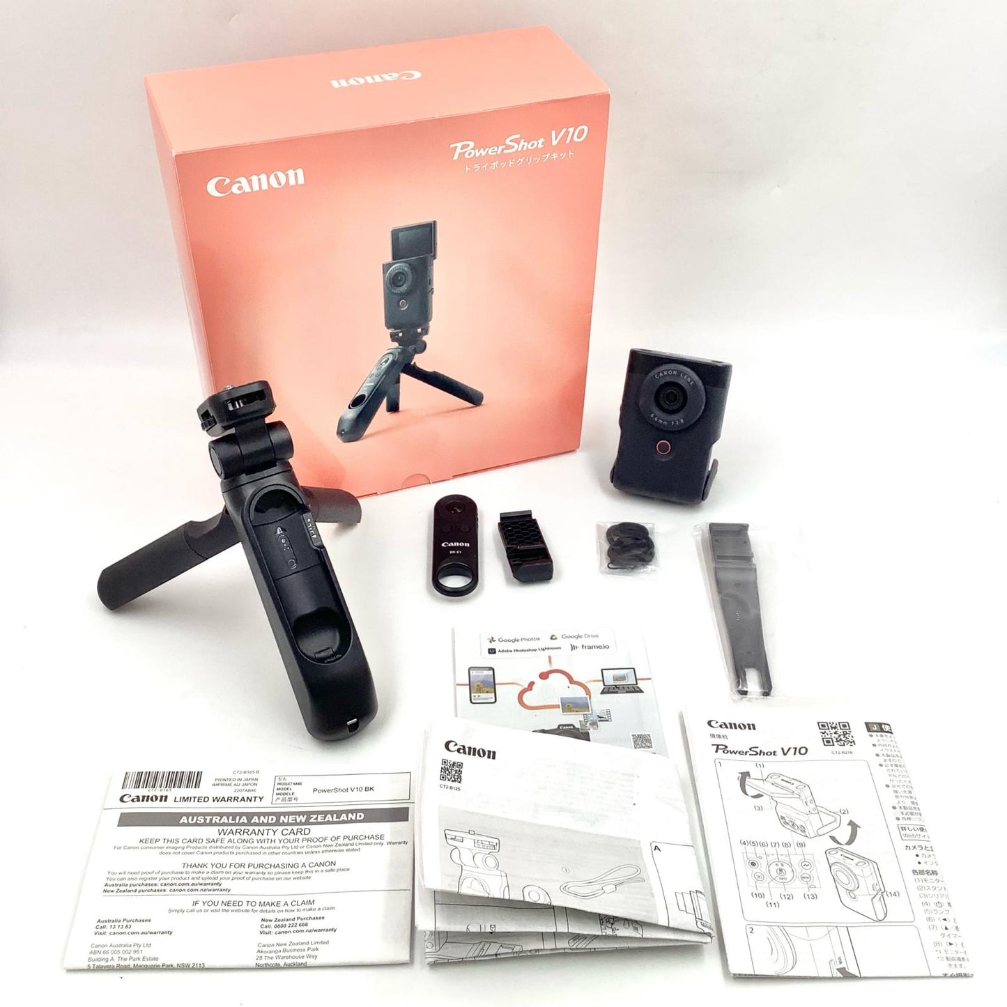 【全額返金保証】【最速発送】Canon コンパクトデジタルカメラ PowerShot V10 トライポッドグリップキット ブラック 美品 動作確認済