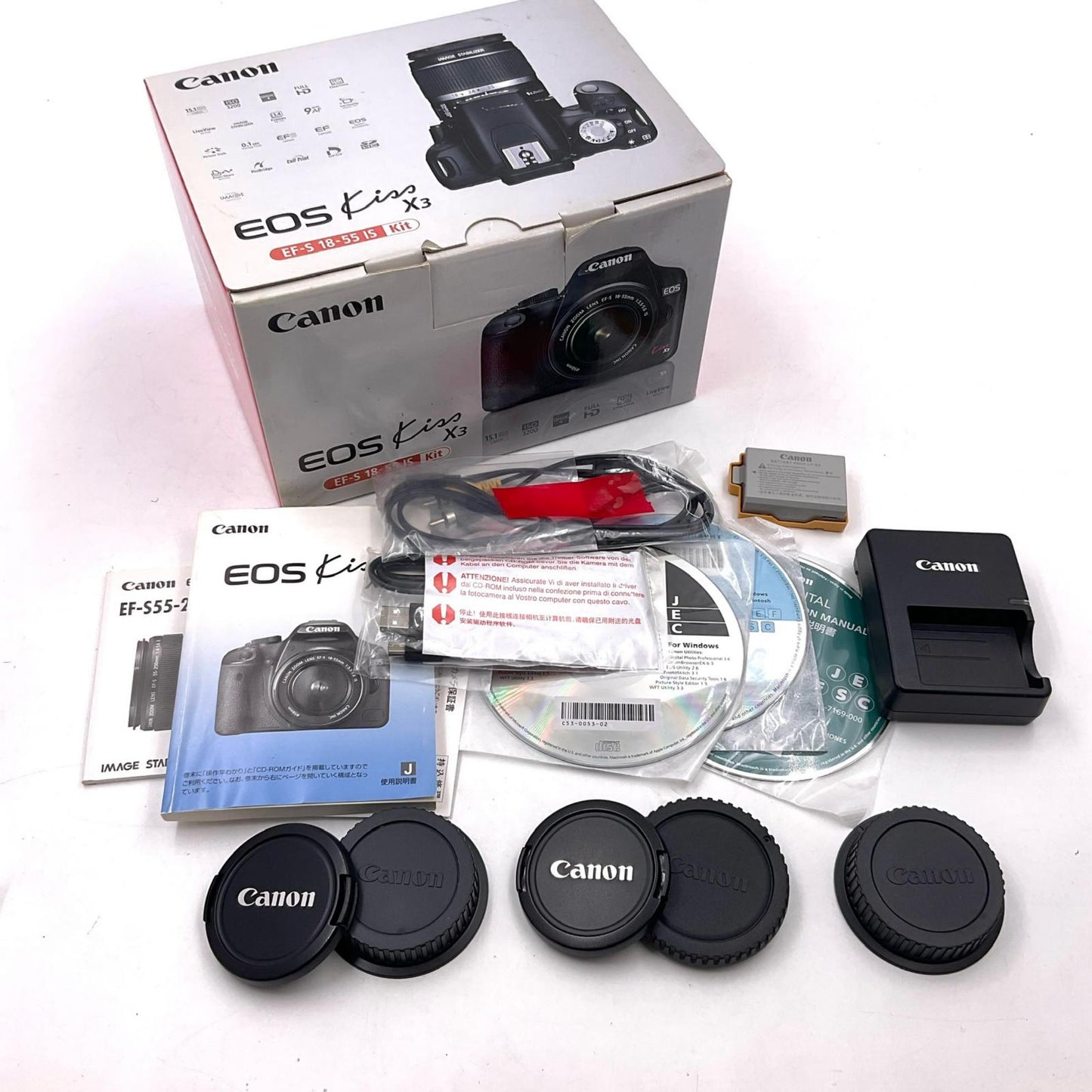 【全額返金保証】【最速発送】Canon デジタル一眼 EOS kiss X3 ダブルズームキット ブラック 美品 動作確認済