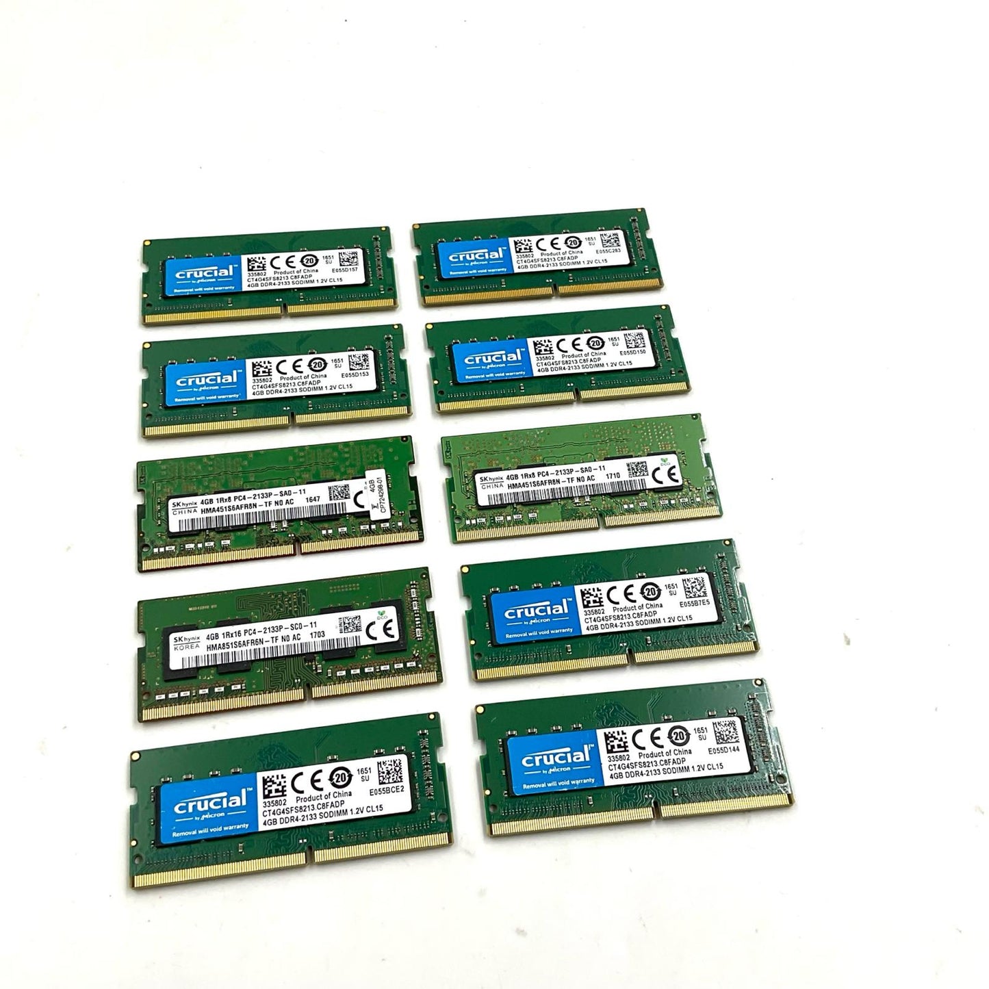 【全額返金保証】【最速発送】各種メーカー メモリ S.O.DIMM ノートPC DDR4-2133 PC4-17000 4GB 10枚セット 美品 動作確認済