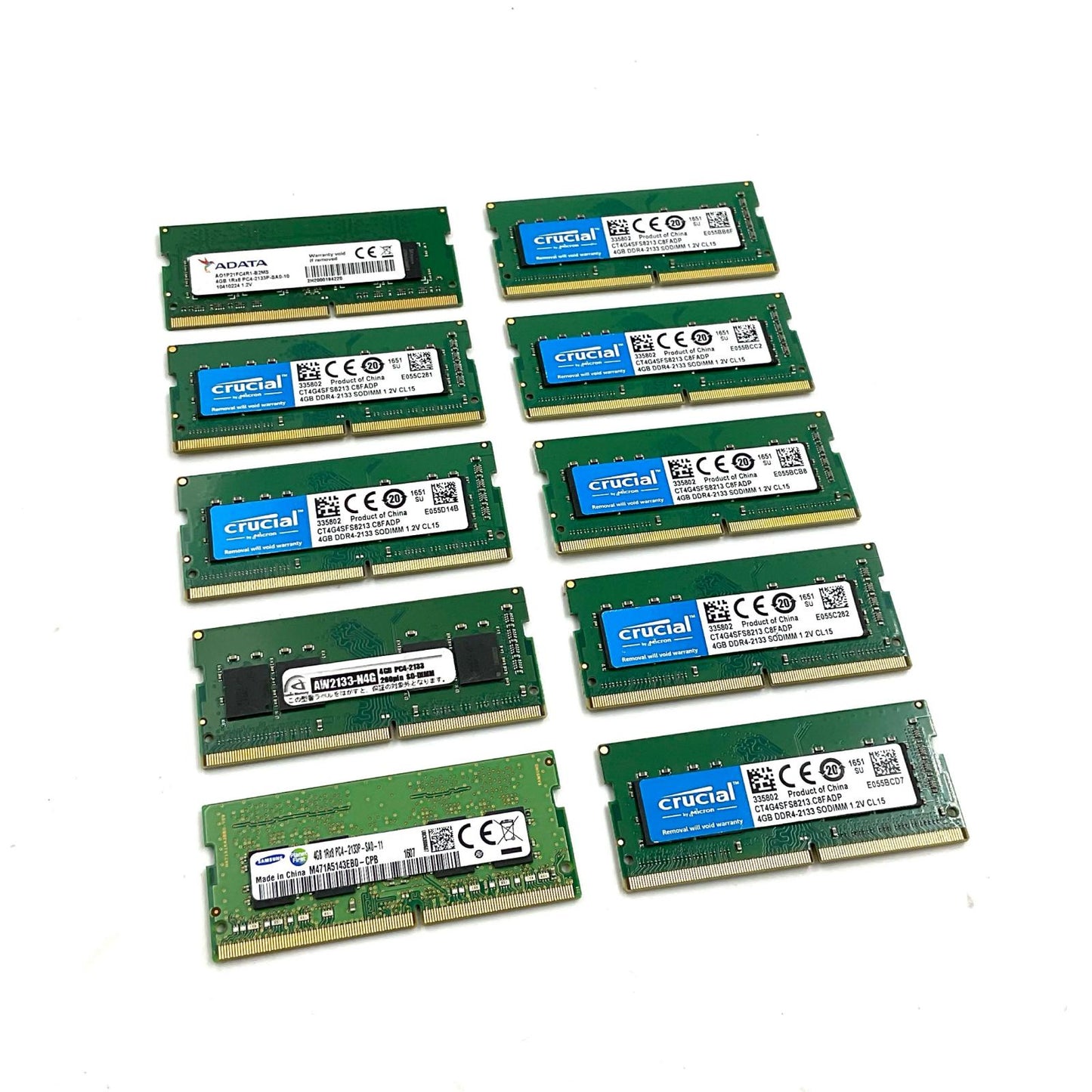 【全額返金保証】【最速発送】各種メーカー メモリ S.O.DIMM ノートPC DDR4-2133 PC4-17000 4GB 10枚セット 美品 動作確認済