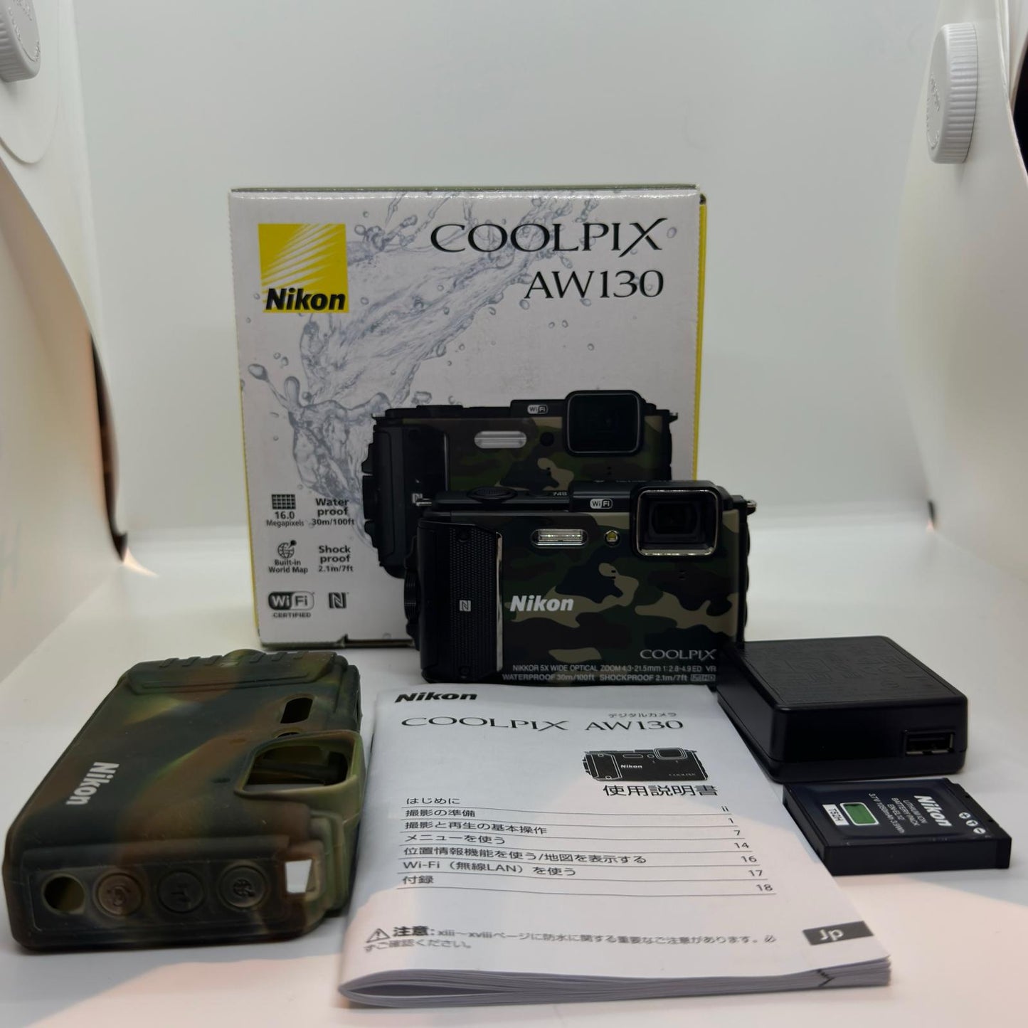 【全額返金保証】【最速発送】Nikon コンパクトデジタルカメラ COOLPIX AW130 グリーン 美品 動作確認済