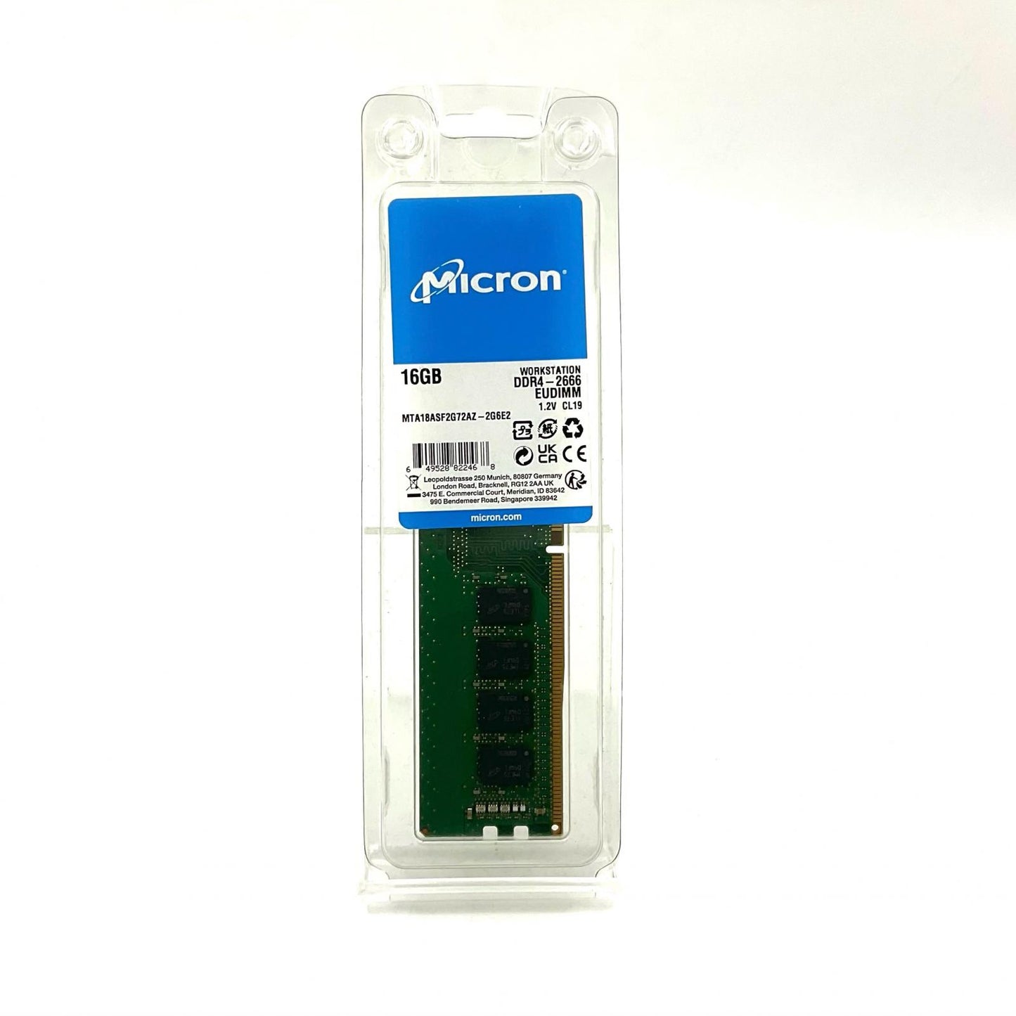 【全額返金保証】【最速発送】Micron メモリ 16GB PC4-2666V-EE1-11 MTA18ASF2G72AZ-2G6E2ZI 美品 動作確認済