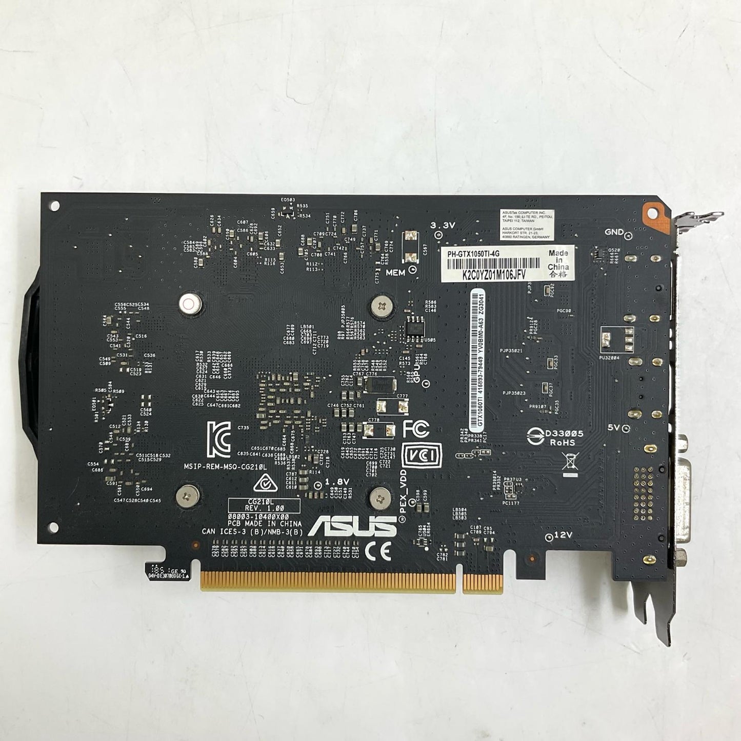 【全額返金保証】【最速発送】ASUS グラフィックボード 4GB PH-GTX1050TI-4G 美品 動作確認済