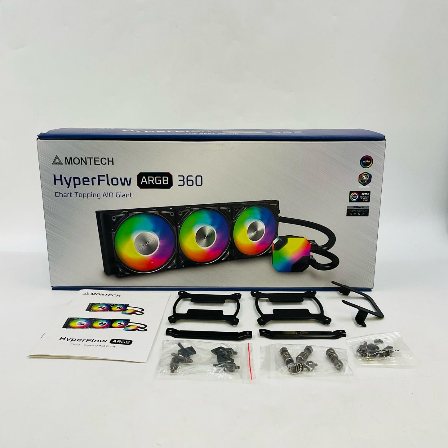 【全額返金保証】【最速発送】MONTECH CPUクーラー 簡易水冷クーラー HyperFlow ARGB 360 美品 動作確認済