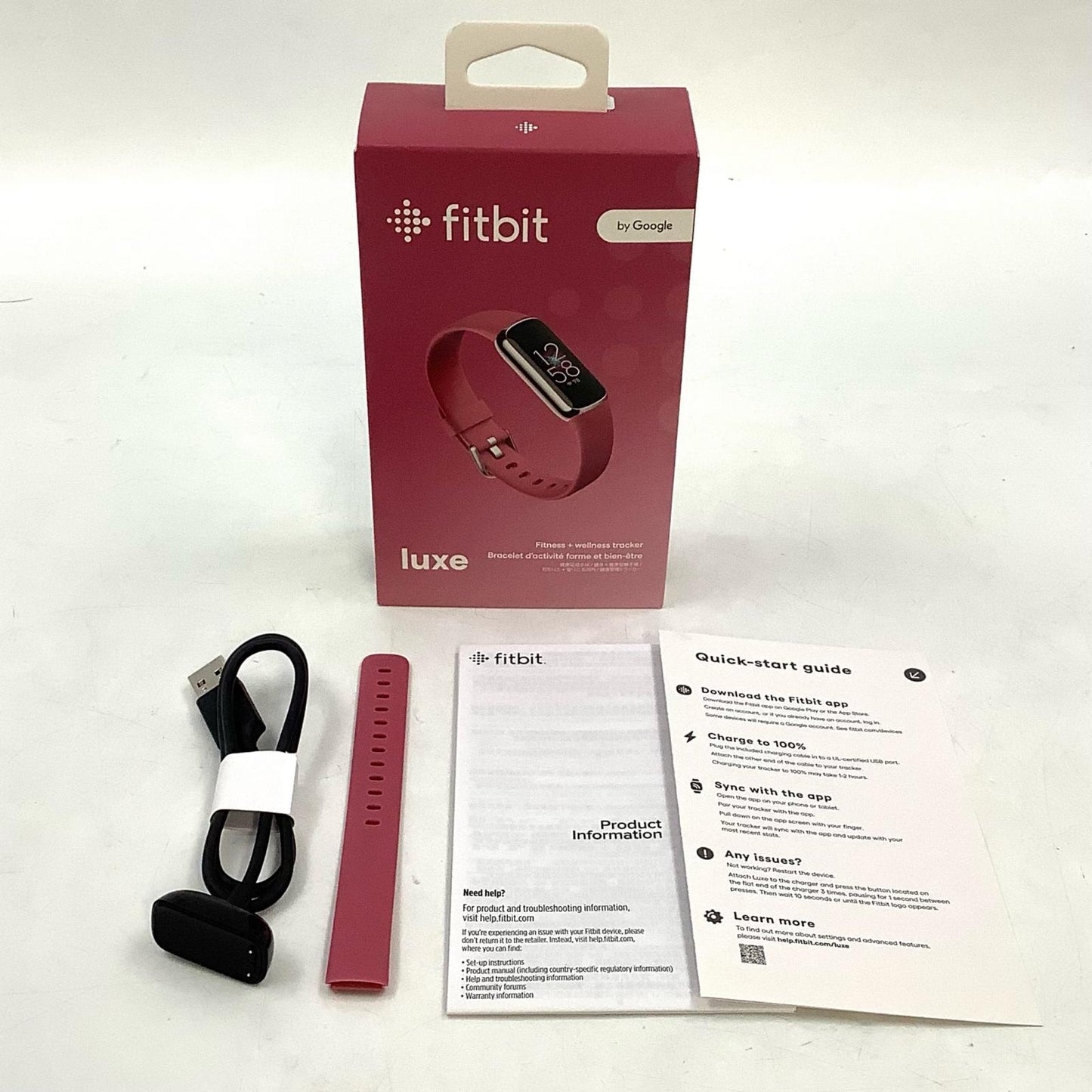【全額返金保証】【最速発送】fitbit プラチナステンレススチールケース & オーキッドベルト luxe 美品 動作確認済