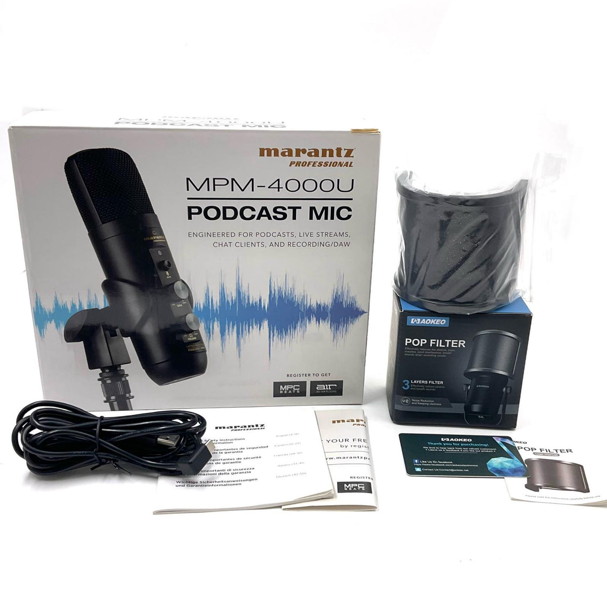 【全額返金保証】【最速発送】Marantz Professional MPM-4000U PODCAST MIC ポッドキャストマイクUSBコンデンサーマイク 美品 動作確認済
