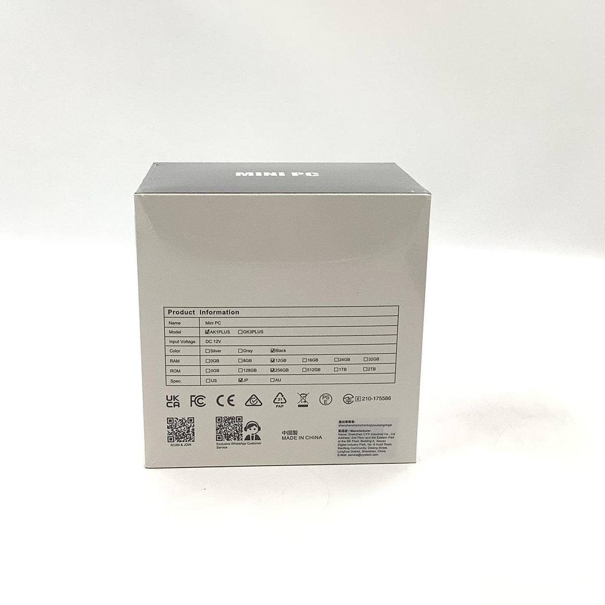 【全額返金保証】【最速発送】NiPoGi Mini PC AK1PLUS Intel Pentium Silver N5030 12GB SSD 256GB 新品未開封 即納OK