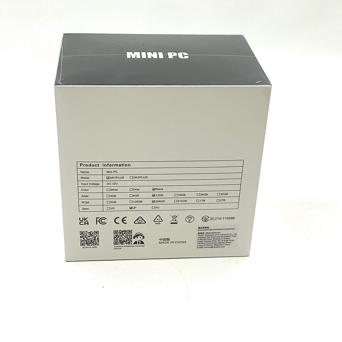 【全額返金保証】【最速発送】NiPoGi Mini PC AK1PLUS Intel Pentium Silver N5030 12GB SSD 256GB 新品未開封 即納OK