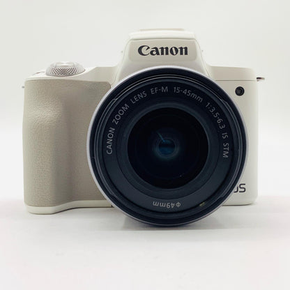 【全額返金保証】【最速発送】Canon デジタル一眼 EOS Kiss M2 EF-M15-45 IS STM レンズキット ホワイト 美品 動作確認済