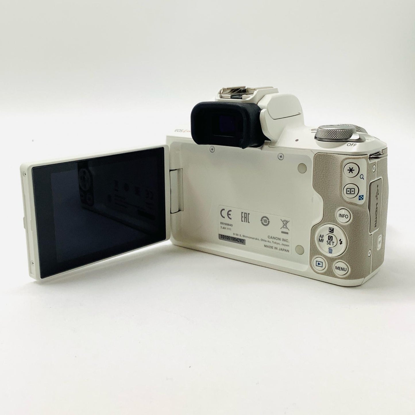 【全額返金保証】【最速発送】Canon デジタル一眼 EOS Kiss M2 EF-M15-45 IS STM レンズキット ホワイト 美品 動作確認済