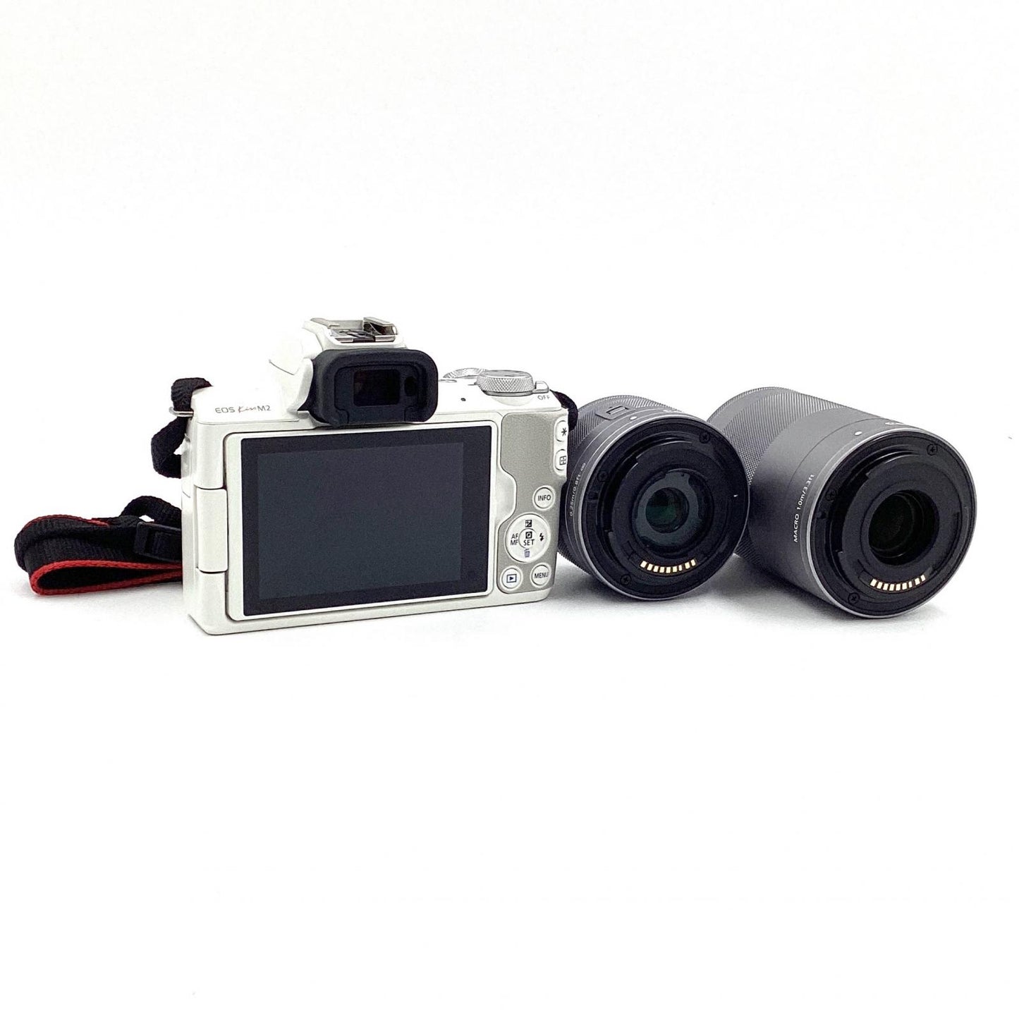 【全額返金保証】【最速発送】Canon デジタル一眼 EOS Kiss M2 ダブルズームキット ホワイト 超美品 動作確認済
