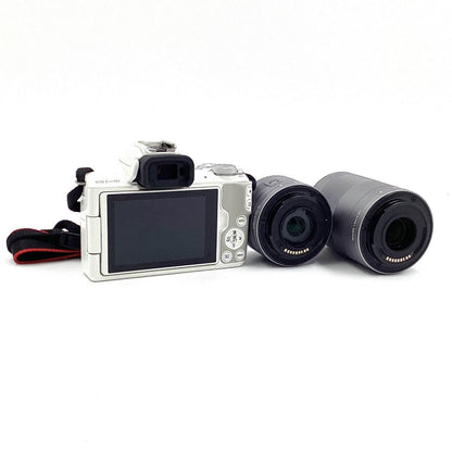 【全額返金保証】【最速発送】Canon デジタル一眼 EOS Kiss M2 ダブルズームキット ホワイト 超美品 動作確認済