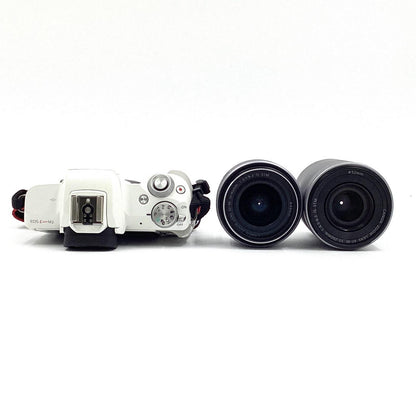 【全額返金保証】【最速発送】Canon デジタル一眼 EOS Kiss M2 ダブルズームキット ホワイト 超美品 動作確認済