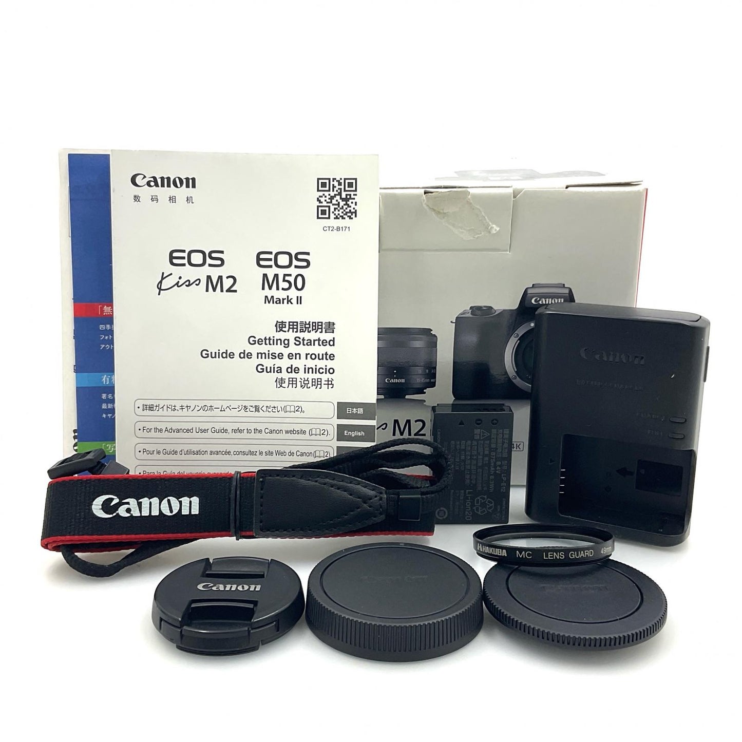 【全額返金保証】【最速発送】Canon デジタル一眼 EOS Kiss M2 EF-M15-45 IS STM レンズキット ブラック 美品 動作確認済