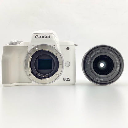 【全額返金保証】【最速発送】Canon デジタル一眼 EOS Kiss M EF-M15-45 IS STM レンズキット ホワイト 動作確認済