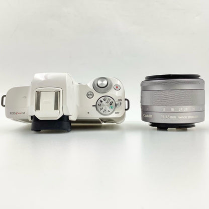【全額返金保証】【最速発送】Canon デジタル一眼 EOS Kiss M EF-M15-45 IS STM レンズキット ホワイト 動作確認済