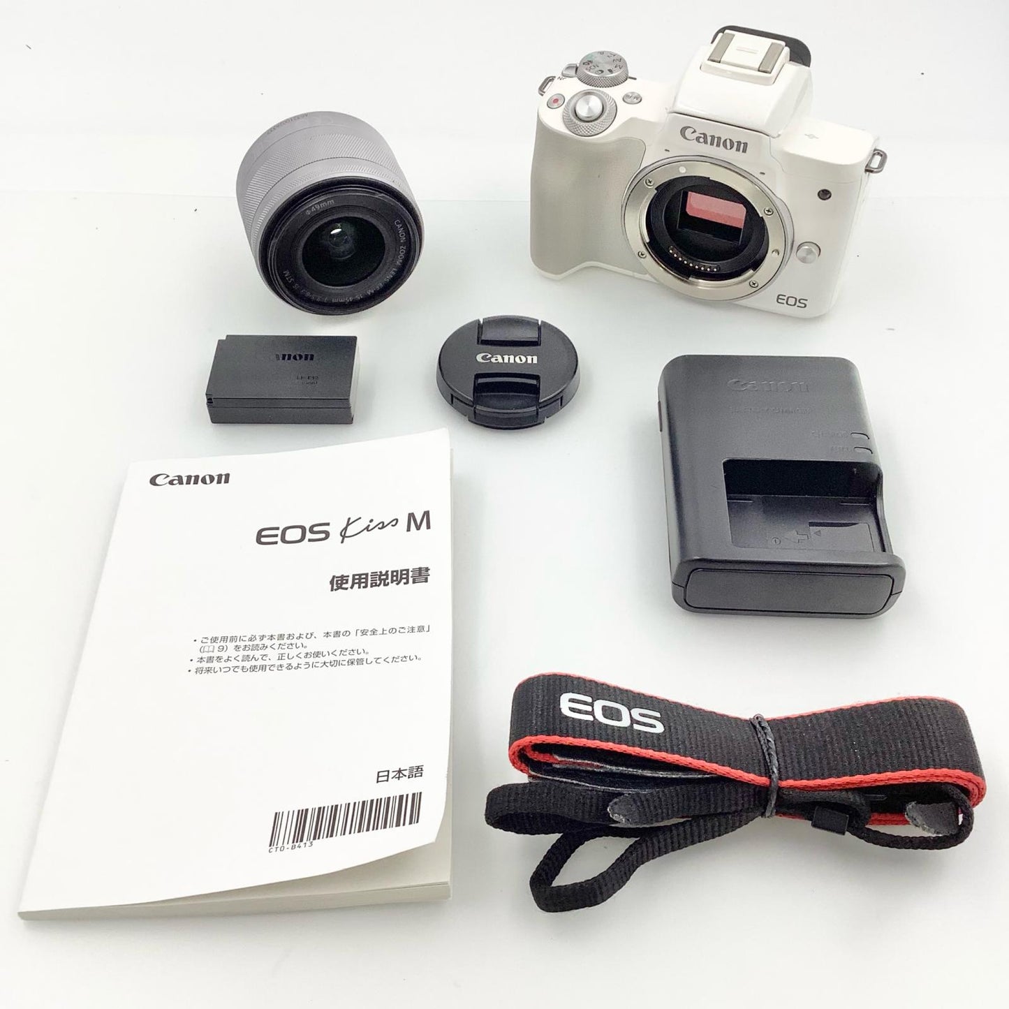 【全額返金保証】【最速発送】Canon デジタル一眼 EOS Kiss M EF-M15-45 IS STM レンズキット ホワイト 動作確認済