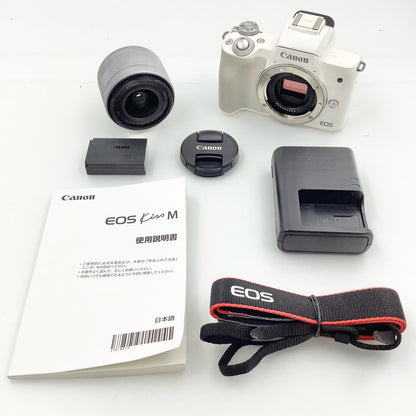 【全額返金保証】【最速発送】Canon デジタル一眼 EOS Kiss M EF-M15-45 IS STM レンズキット ホワイト 動作確認済