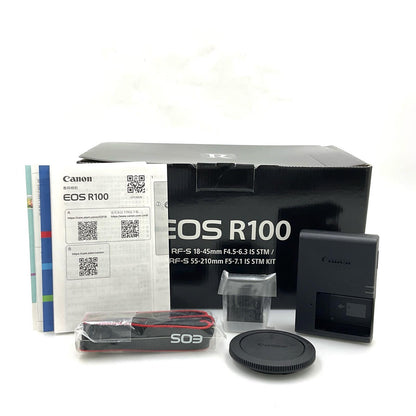 【全額返金保証】【最速発送】Canon デジタル一眼 EOS R100 ダブルズームキット ブラック 超美品 動作確認済