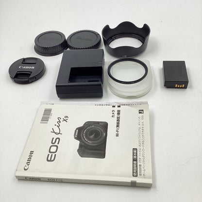 【全額返金保証】【最速発送】Canon デジタル一眼 EOS Kiss X9 18-55 レンズキット ブラック 美品 動作確認済