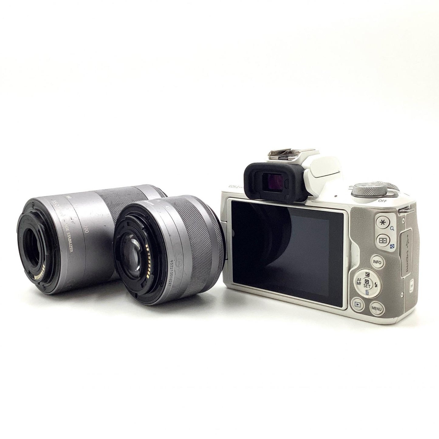 【全額返金保証】【最速発送】Canon デジタル一眼 EOS Kiss M2 ダブルズームキット ホワイト 動作確認済