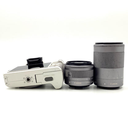 【全額返金保証】【最速発送】Canon デジタル一眼 EOS Kiss M2 ダブルズームキット ホワイト 動作確認済