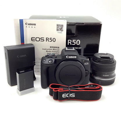 【全額返金保証】【最速発送】Canon デジタル一眼 EOS R50 RF-S18-45 IS STM レンズキット [ブラック] ブラック 美品 動作確認済
