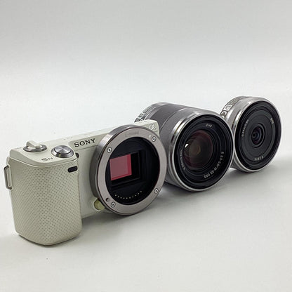 【全額返金保証】【最速発送】Sony デジタル一眼 α NEX-5NY ダブルズームレンズキット  ホワイト 動作確認済